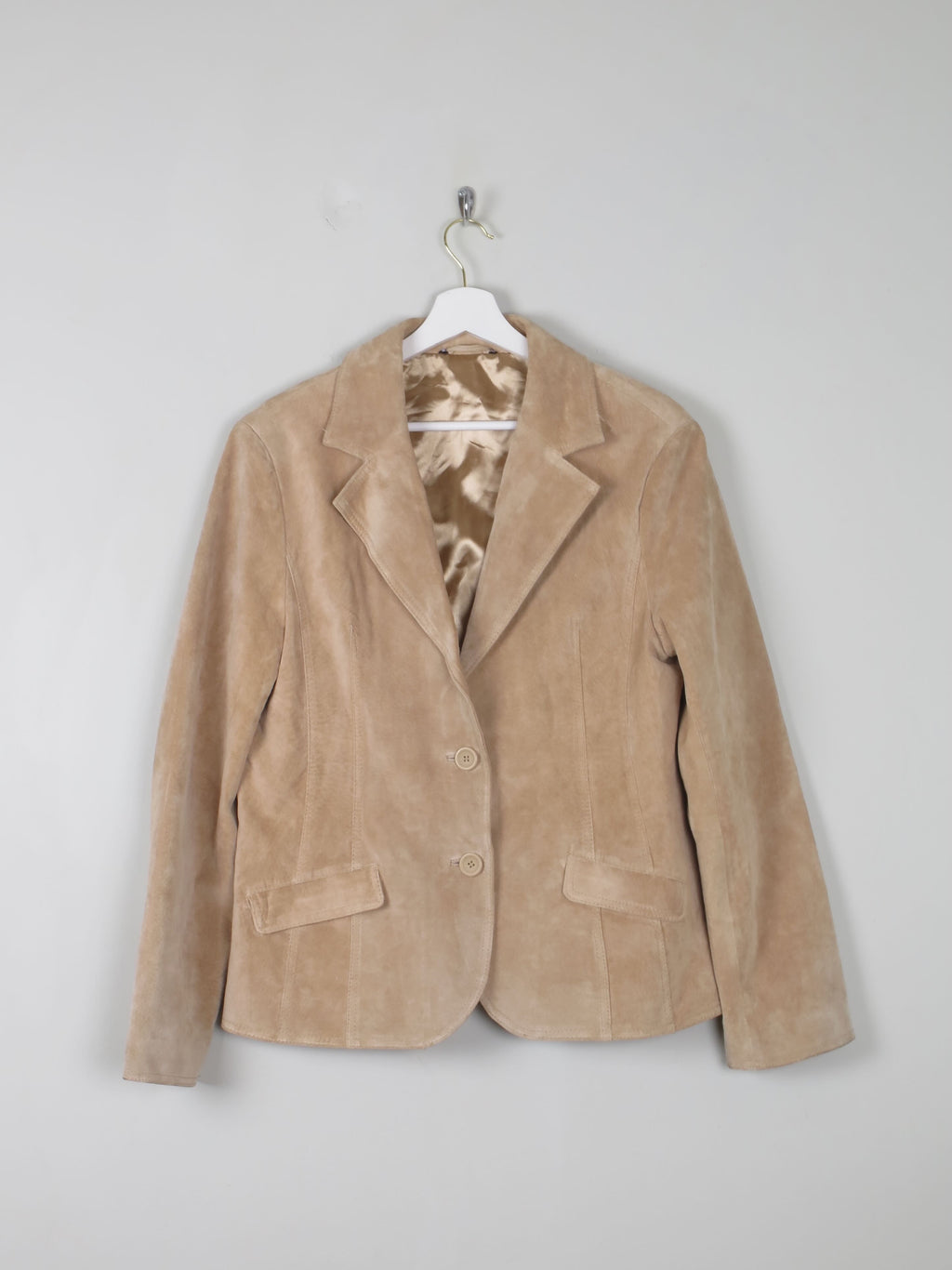 Women's Beige Suede Fitted Vintage Jacket 12/14