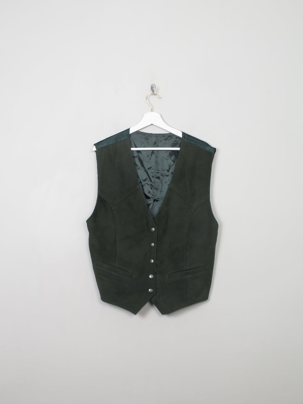 Men's Vintage Green Suede Waistcoat M - The Harlequin