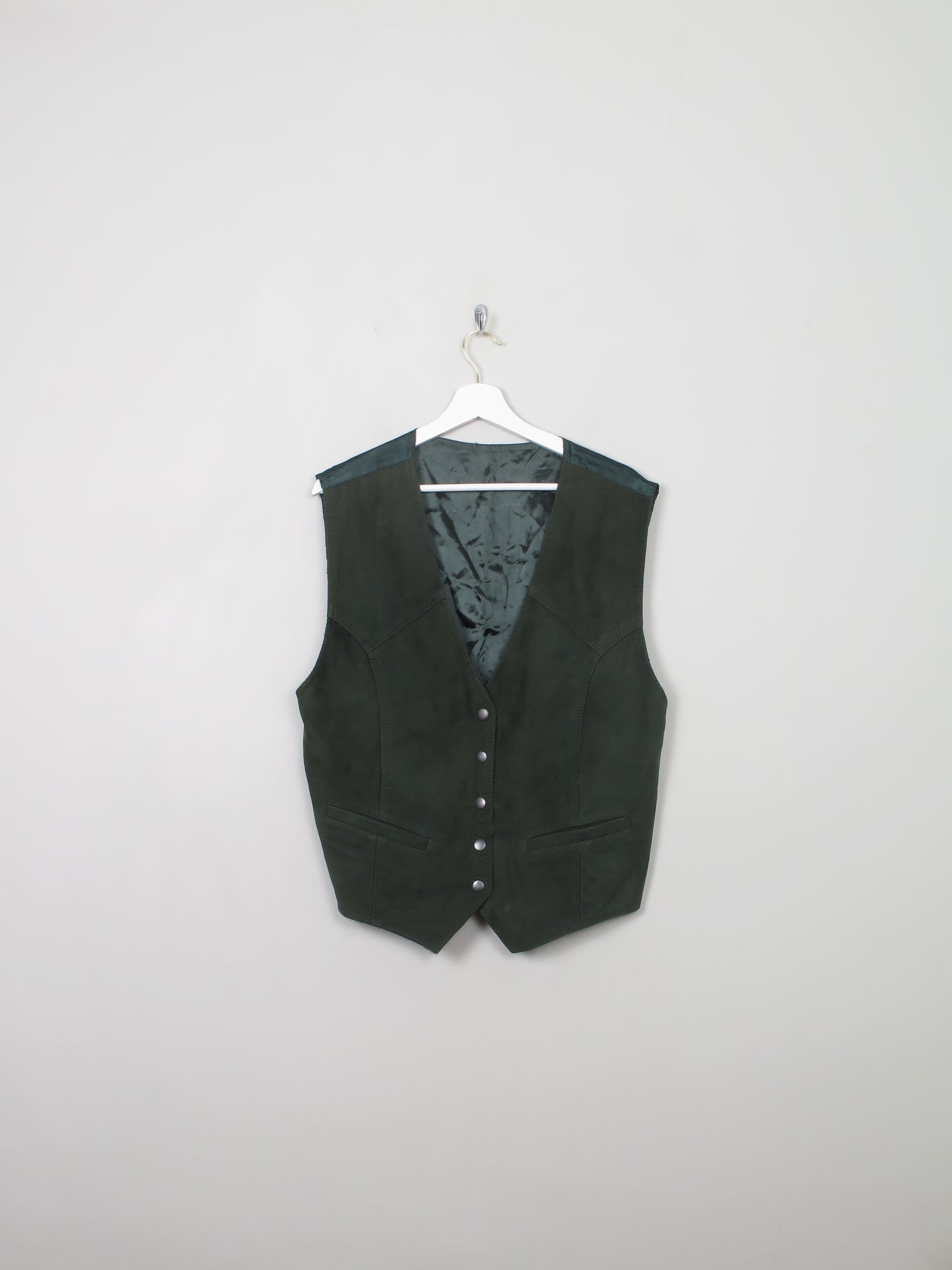 Men's Vintage Green Suede Waistcoat M - The Harlequin