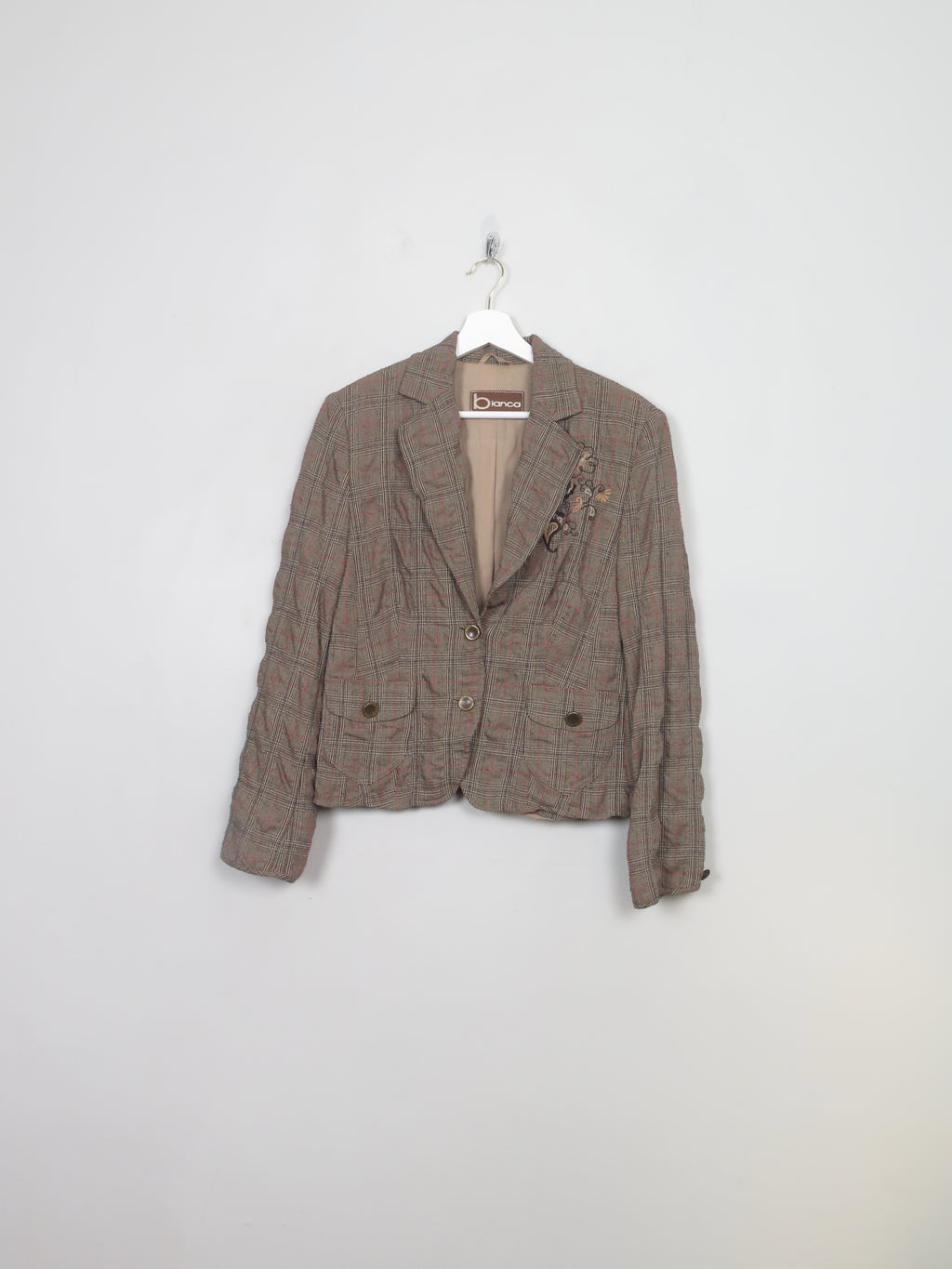 Women's Vintage 90s Brown Check Blazer S/M