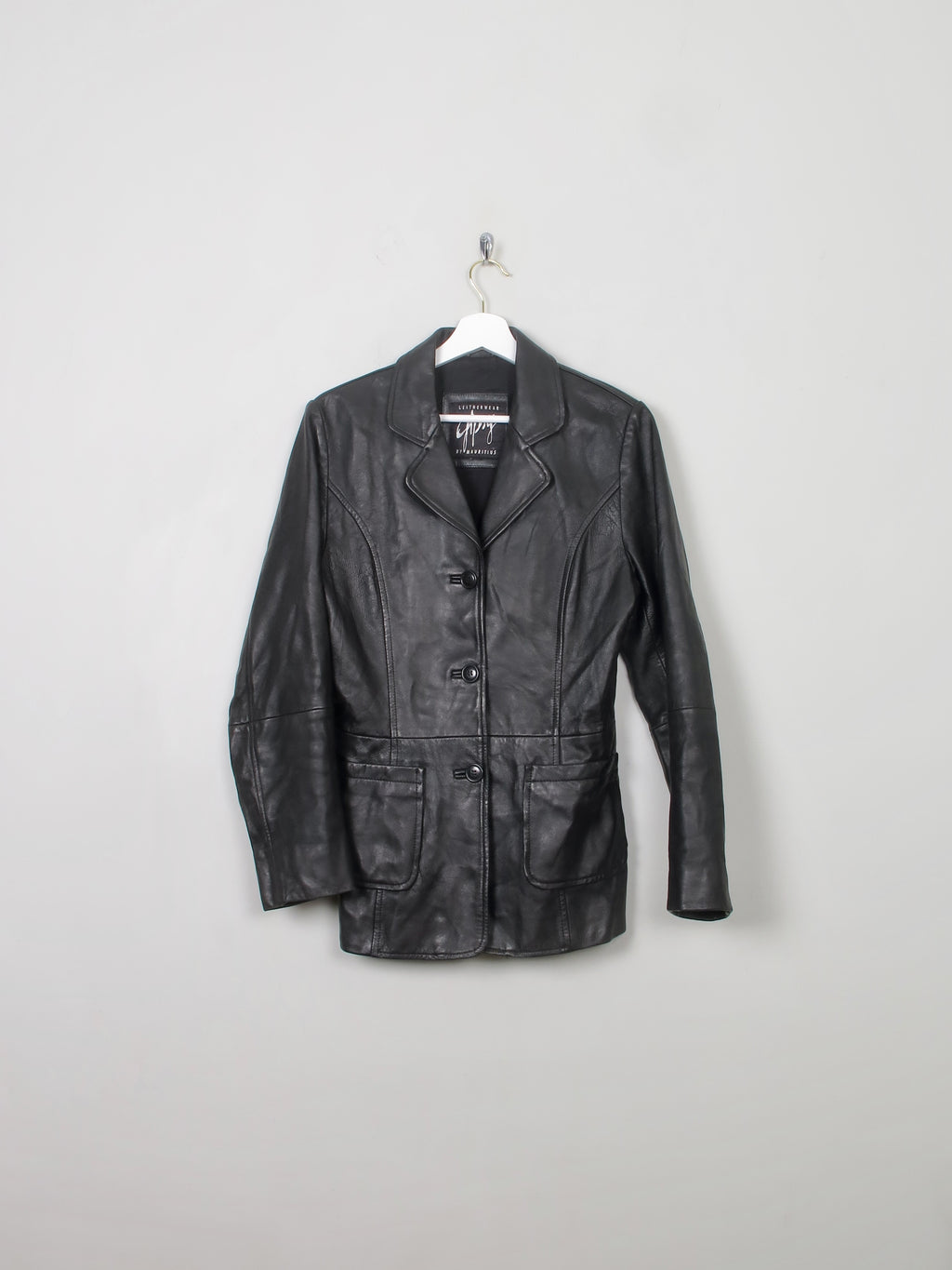 Women's Vintage Black Leather Jacket S - The Harlequin