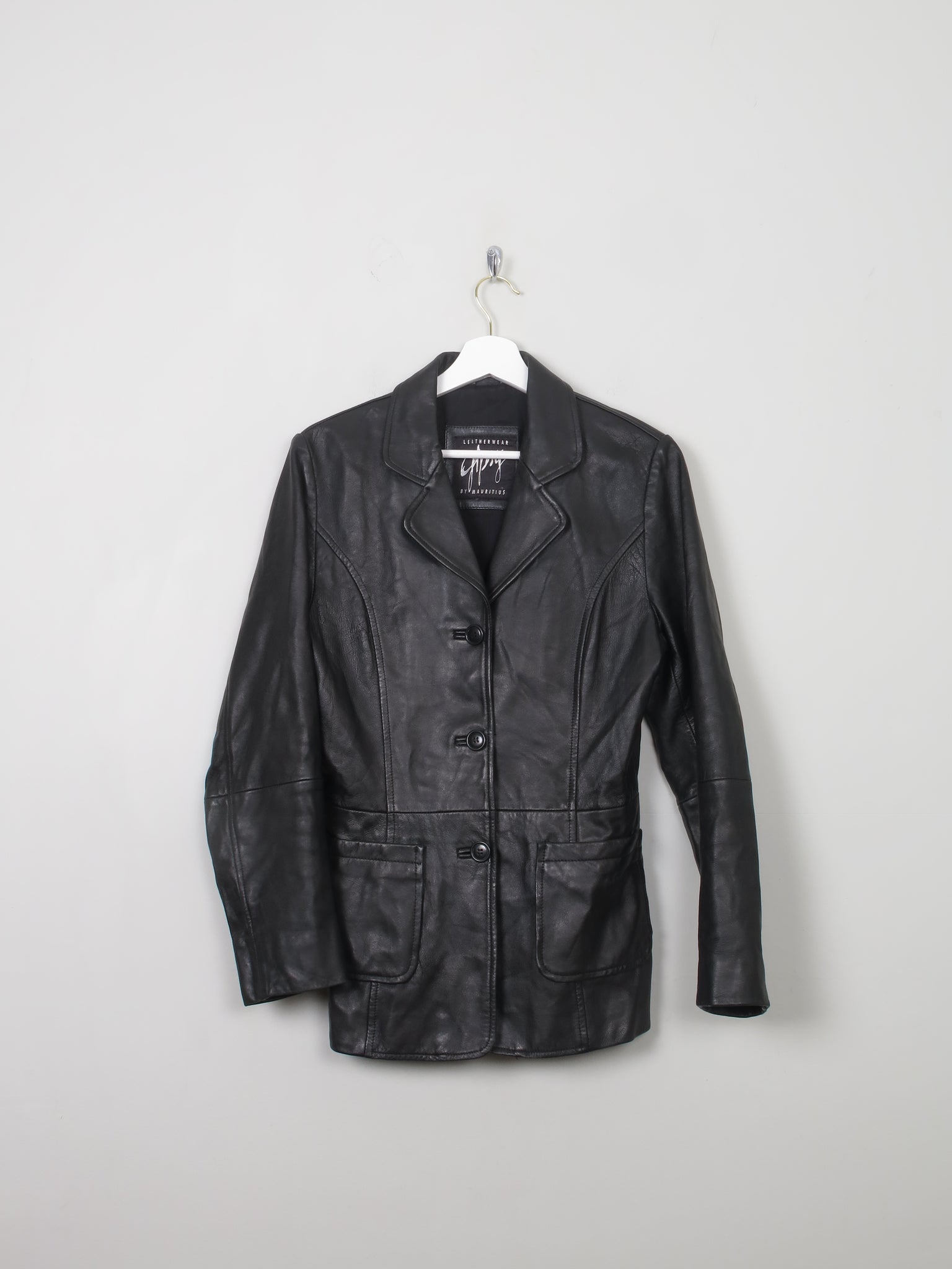 Women's Vintage Black Leather Jacket S - The Harlequin