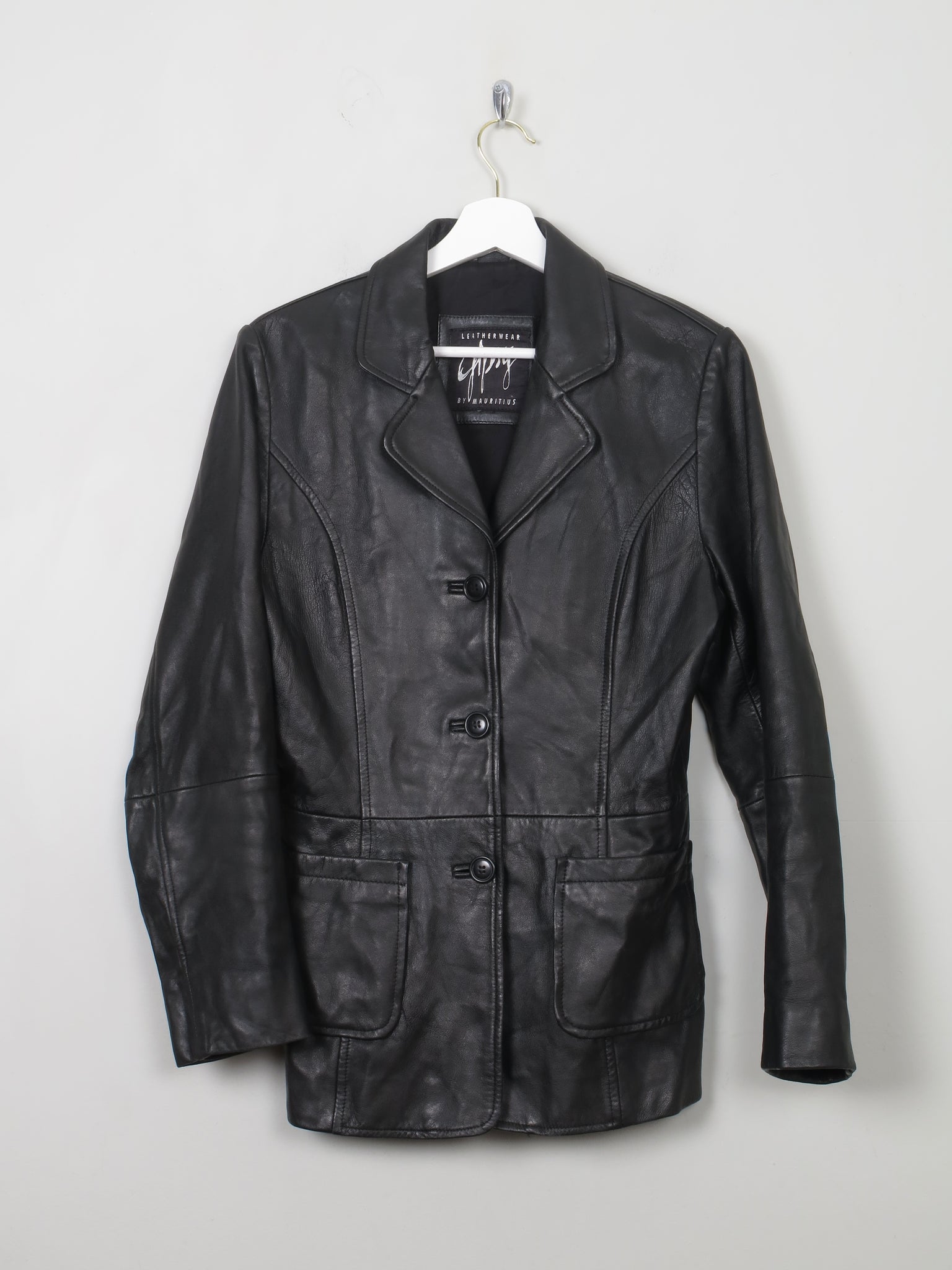 Women's Vintage Black Leather Jacket S - The Harlequin