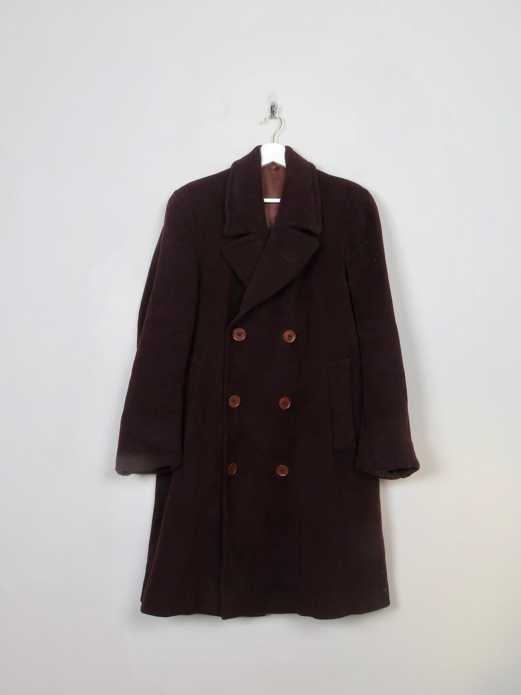 Men's Brown Wool Vintage Coat 42"