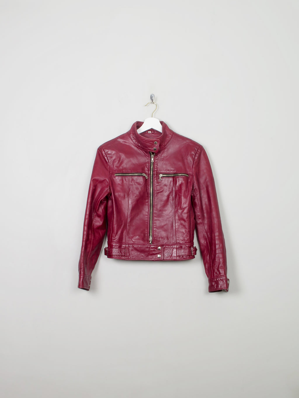 Women's Vintage Leather Wine Biker Jacket XS - The Harlequin