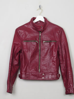 Women's Vintage Leather Wine Biker Jacket XS - The Harlequin