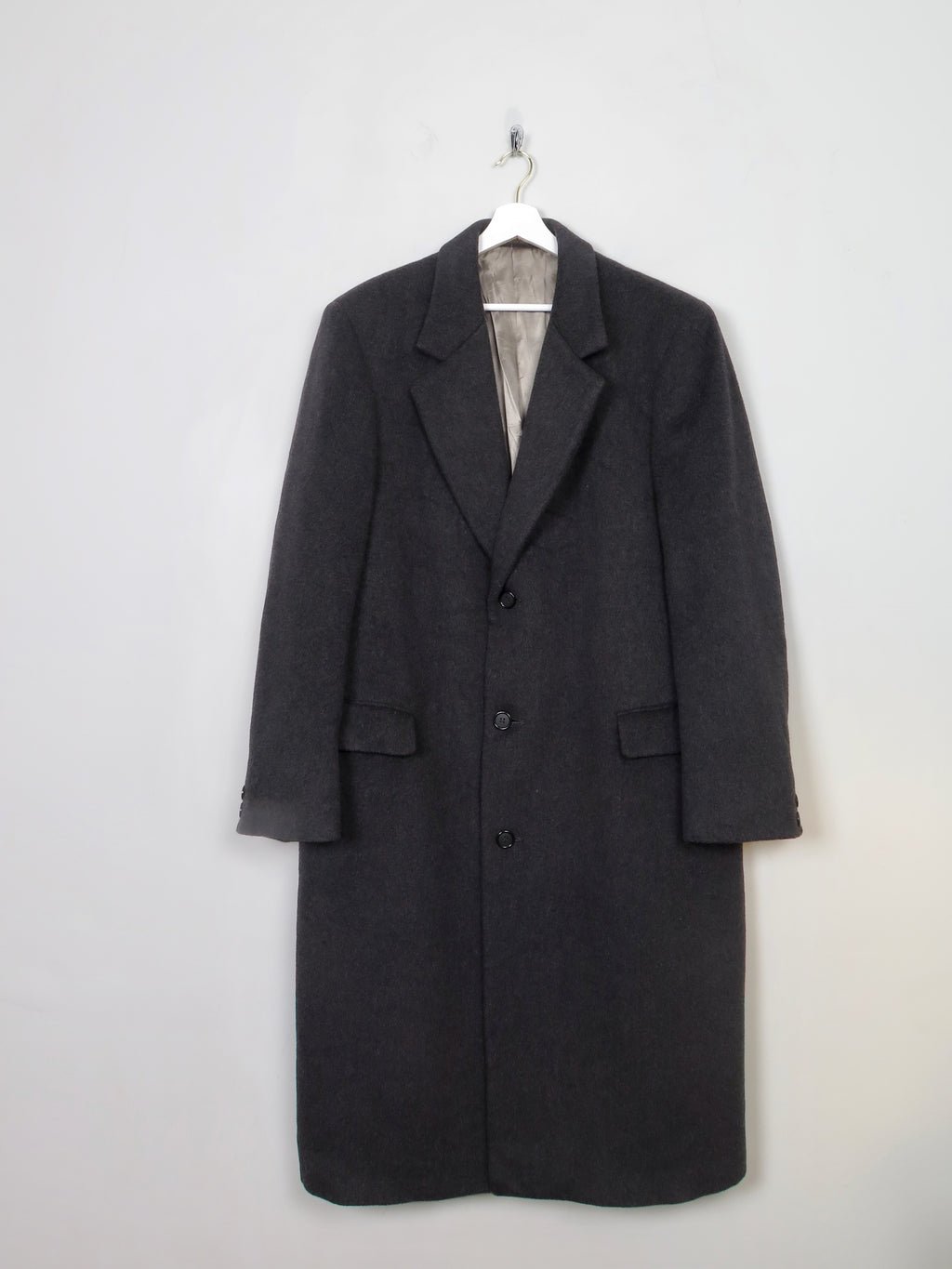 Men's Classic Vintage Grey Wool Overcoat L/44" Long