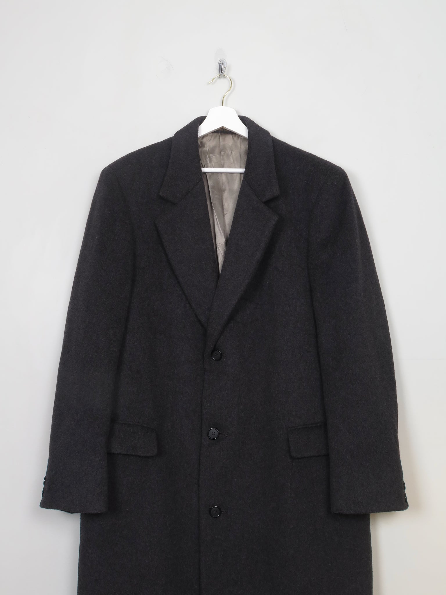 Men's Classic Vintage Grey Wool Overcoat L/44" Long