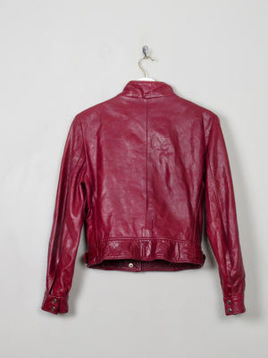 Women's Vintage Leather Wine Biker Jacket XS - The Harlequin