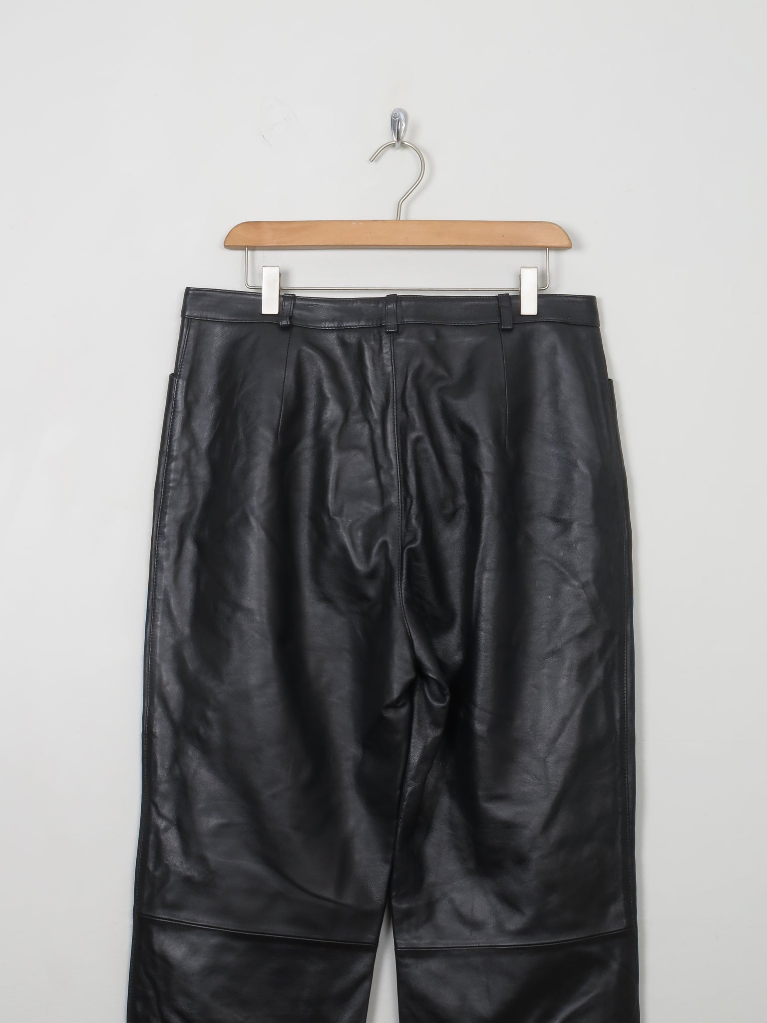 Women's Vintage Black Leather Trousers 33" W 30"L - The Harlequin