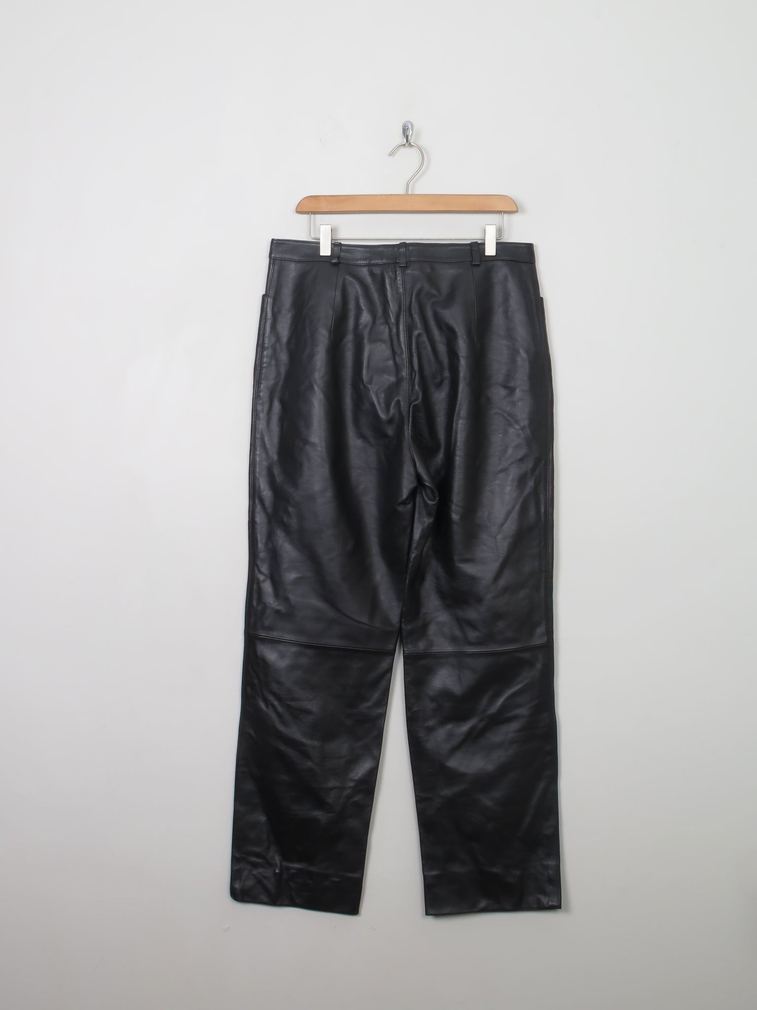 Women's Vintage Black Leather Trousers 33" W 30"L - The Harlequin