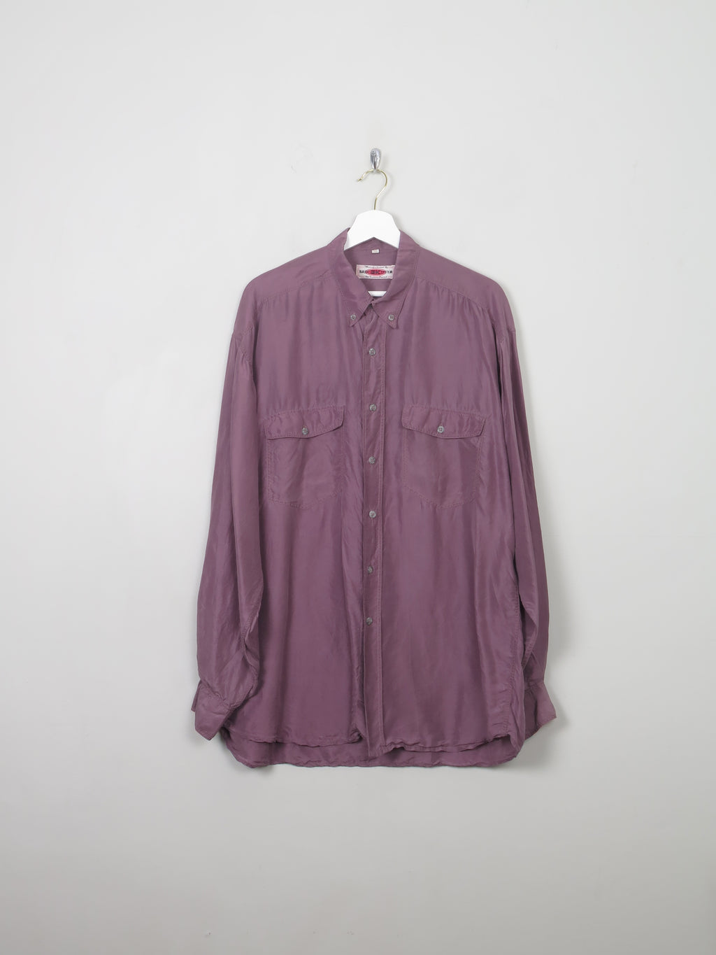 Men's Mauve Vintage Silk Shirt L - The Harlequin