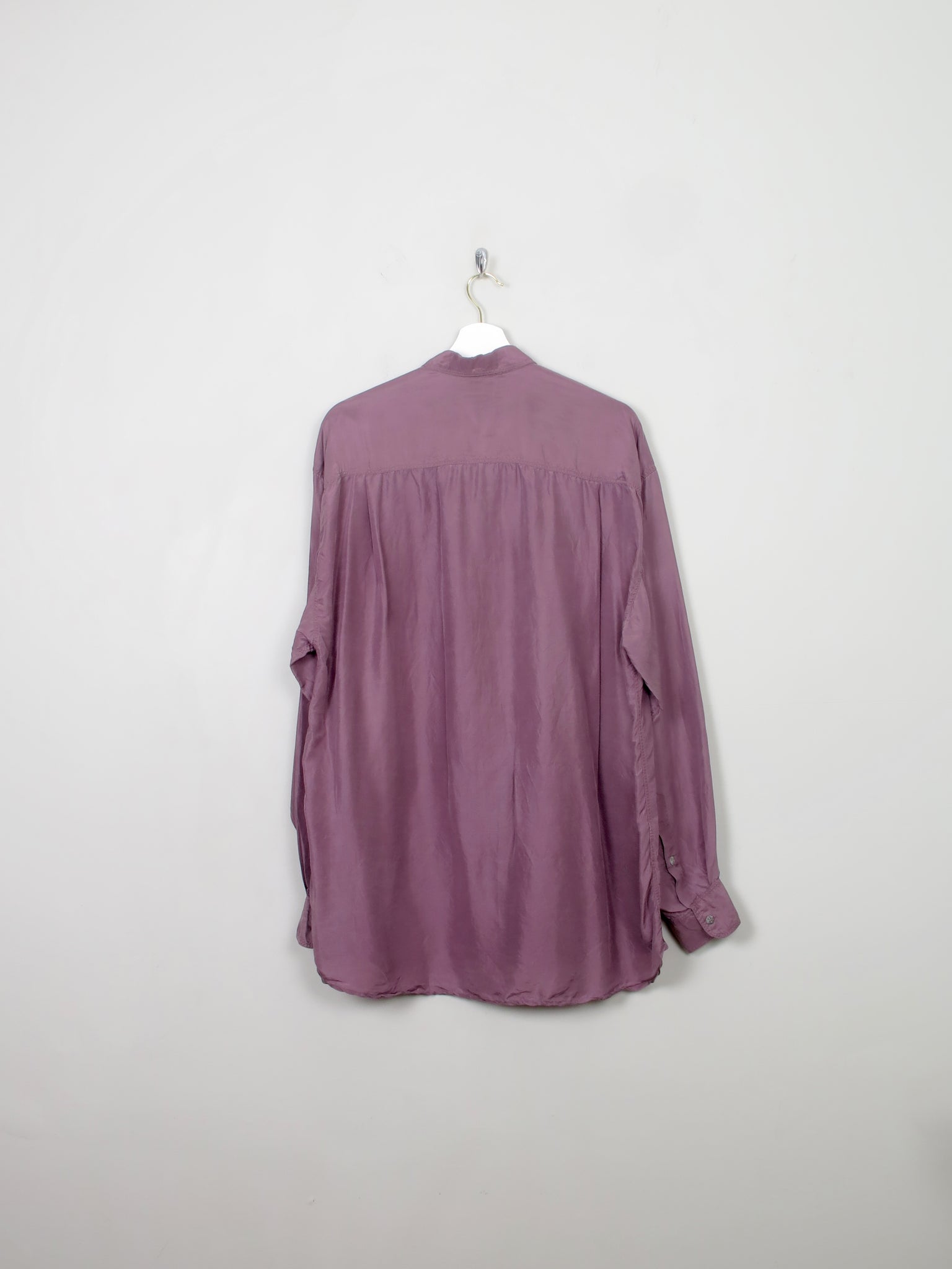 Men's Mauve Vintage Silk Shirt L - The Harlequin