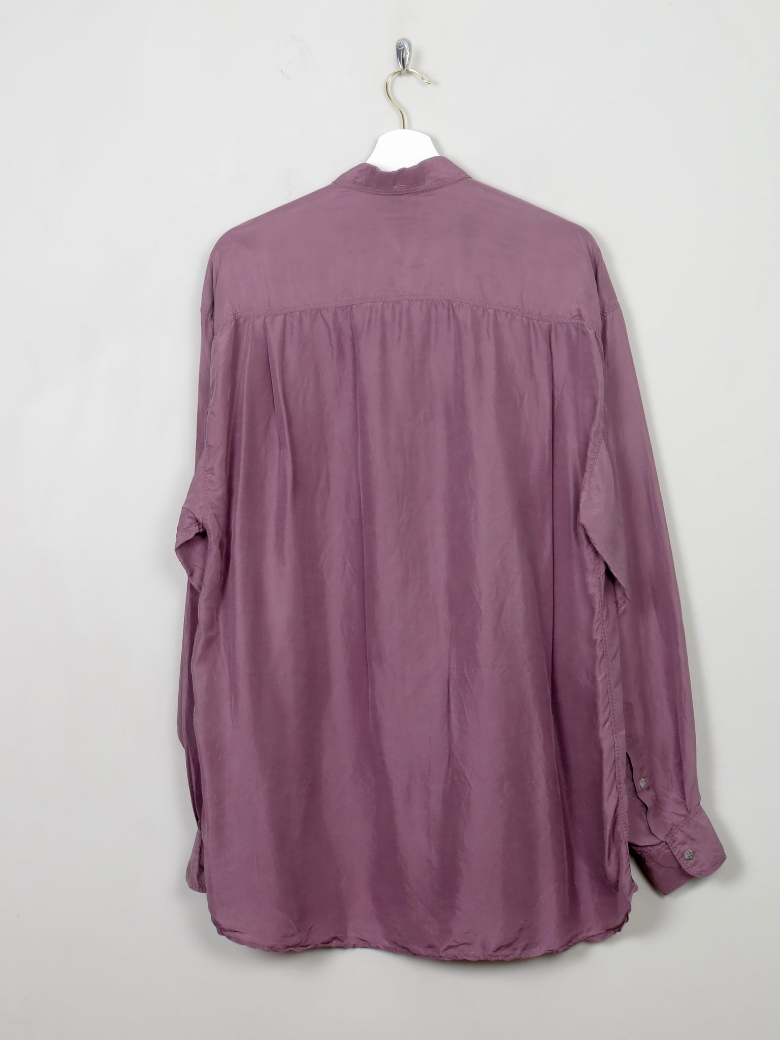 Men's Mauve Vintage Silk Shirt L - The Harlequin