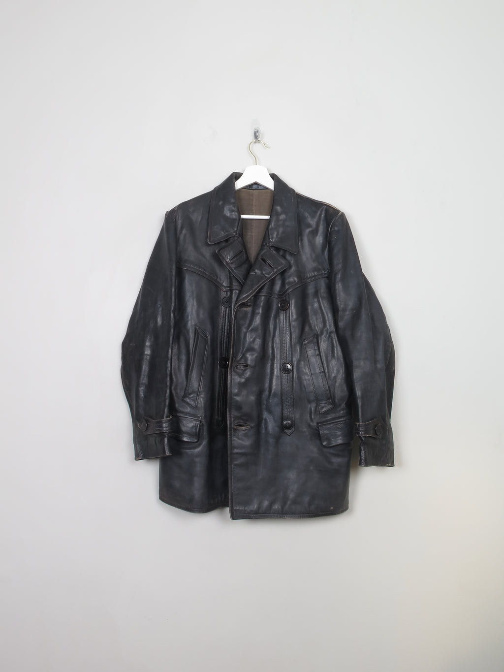 Men's Vintage Military  Leather Jacket M