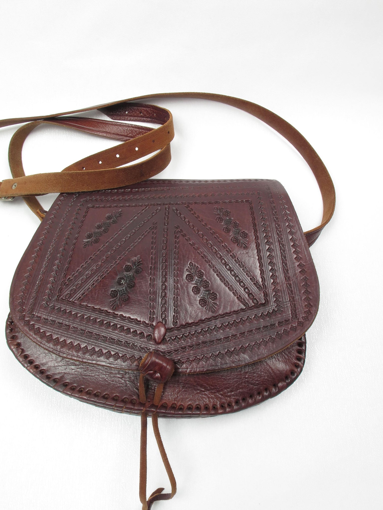 Brown Leather Tooled Bag