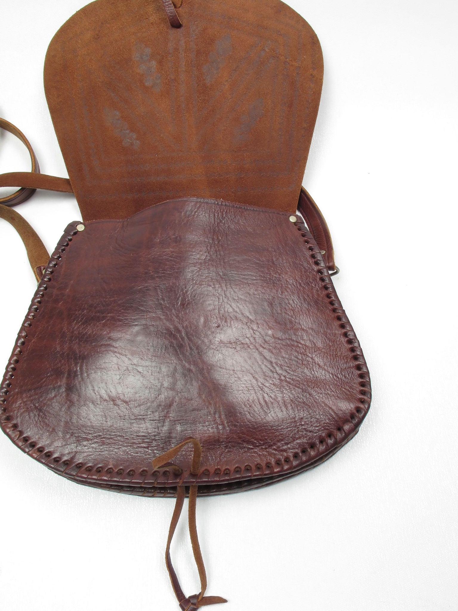 Brown Leather Tooled Bag