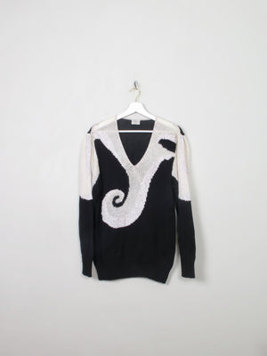 Women's Vintage Black & White Jumper M/L - The Harlequin