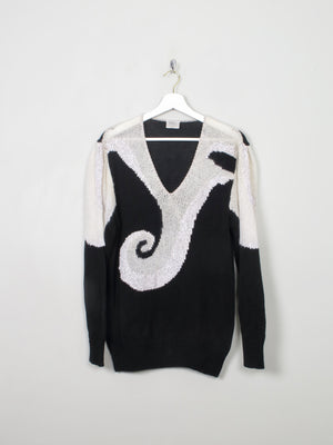 Women's Vintage Black & White Jumper M/L - The Harlequin