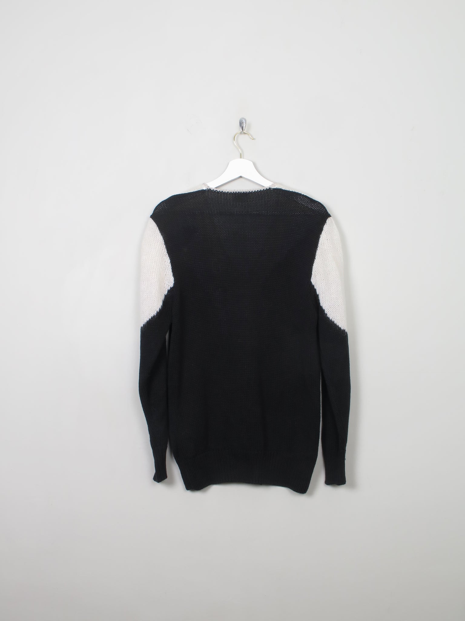 Women's Vintage Black & White Jumper M/L - The Harlequin