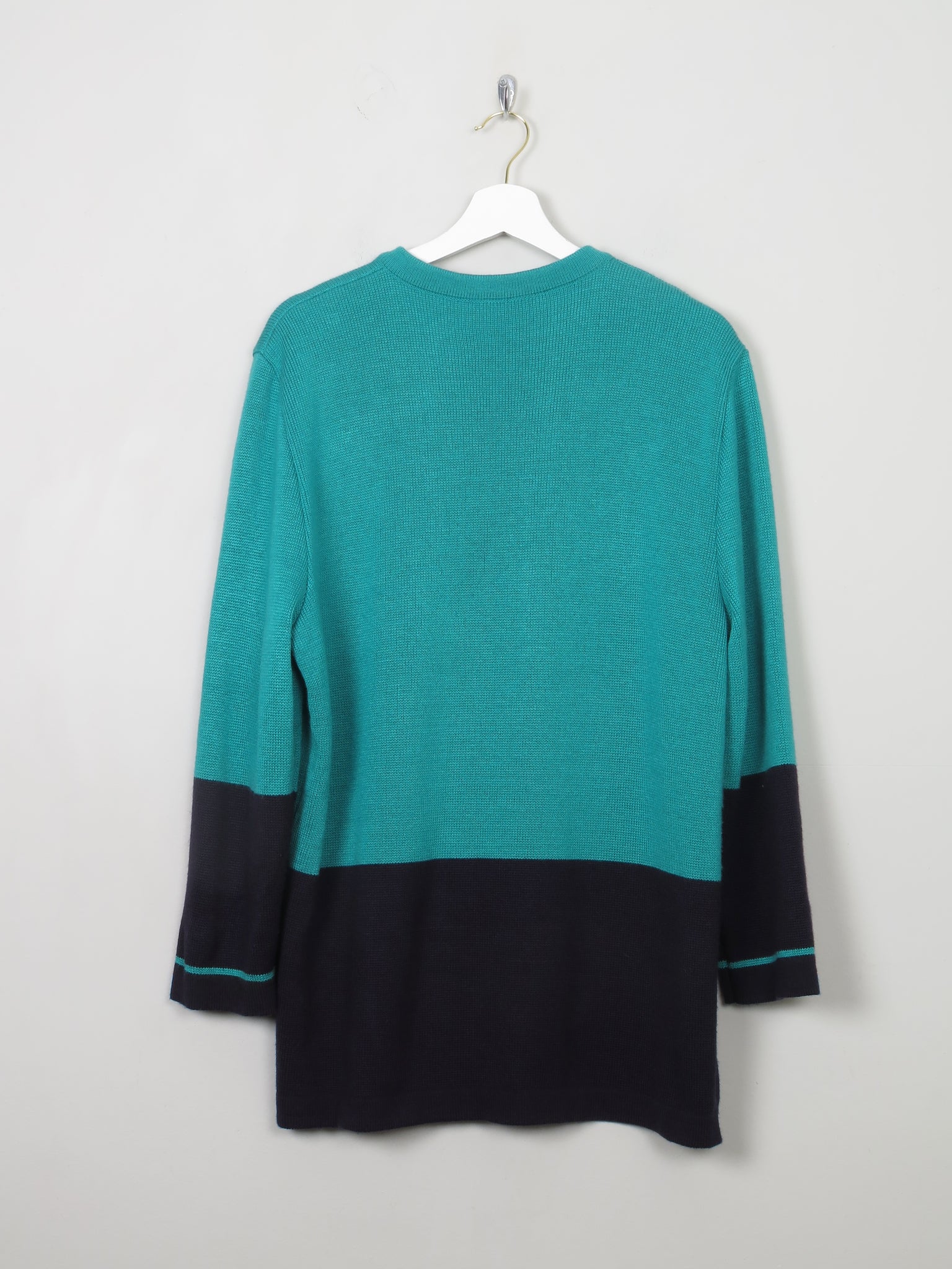 Women's Green & Navy Wool Mix Cardigan M/L/XL - The Harlequin