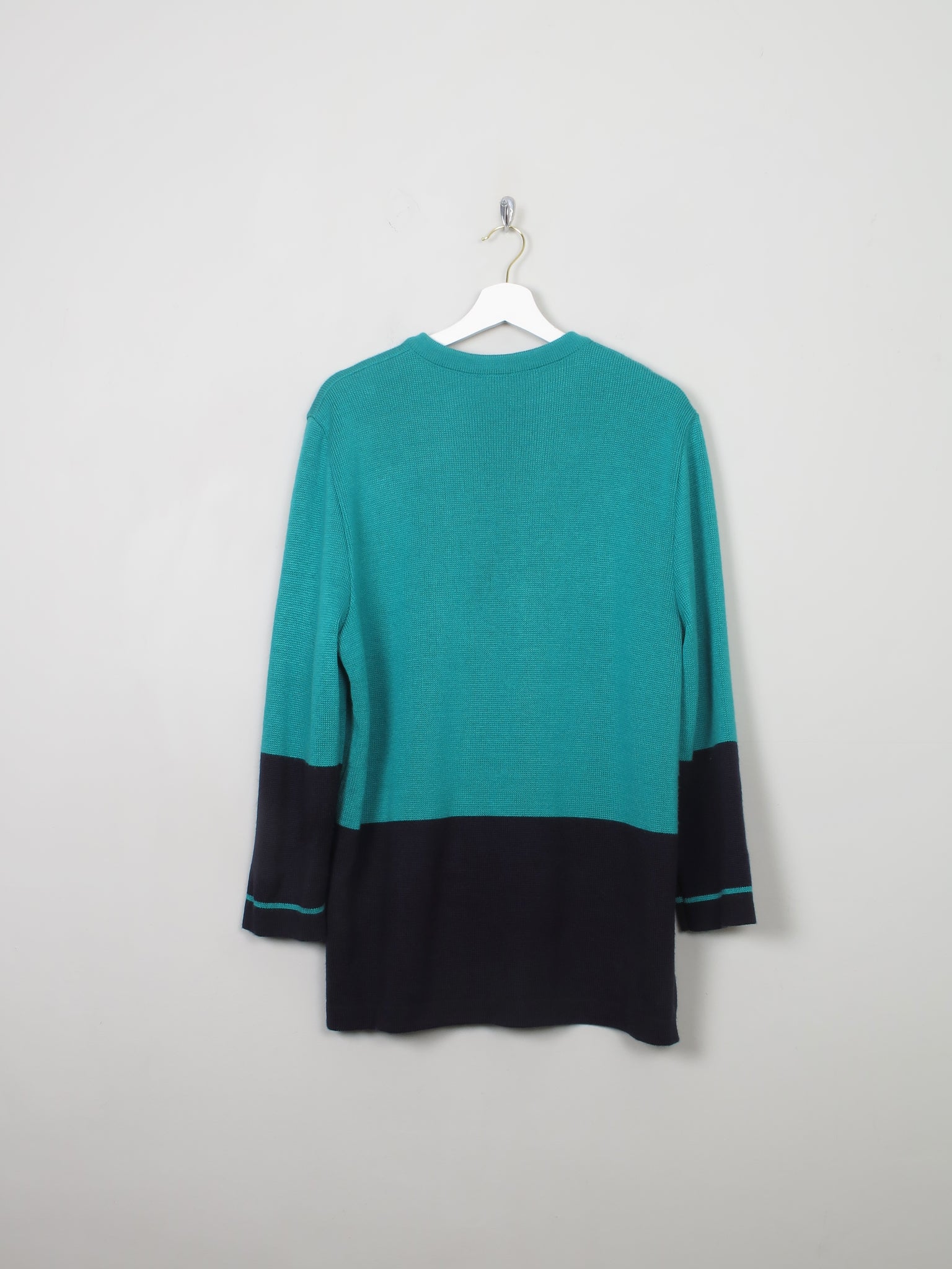 Women's Green & Navy Wool Mix Cardigan M/L/XL - The Harlequin