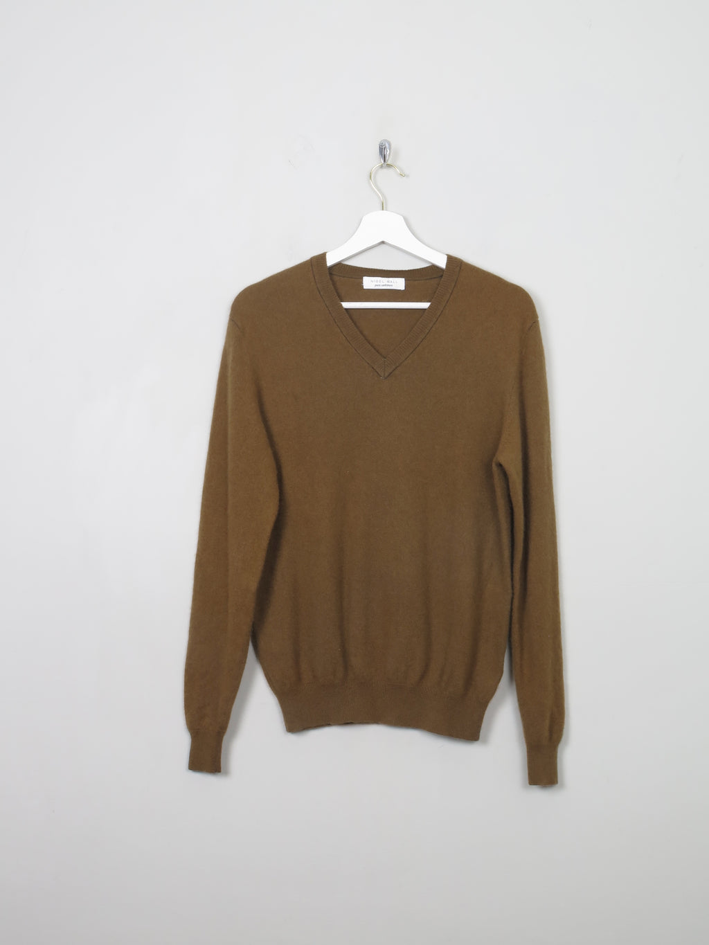 Men's Mustard/Green Cashmere V- Neck Jumper S/M - The Harlequin