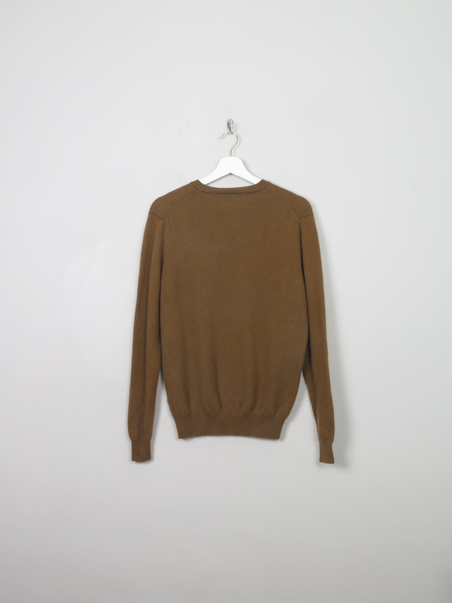 Men's Mustard/Green Cashmere V- Neck Jumper S/M - The Harlequin