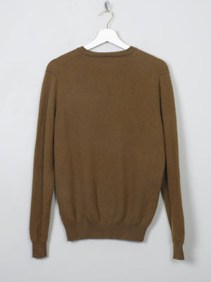 Men's Mustard/Green Cashmere V- Neck Jumper S/M - The Harlequin