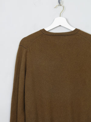 Men's Mustard/Green Cashmere V- Neck Jumper S/M - The Harlequin