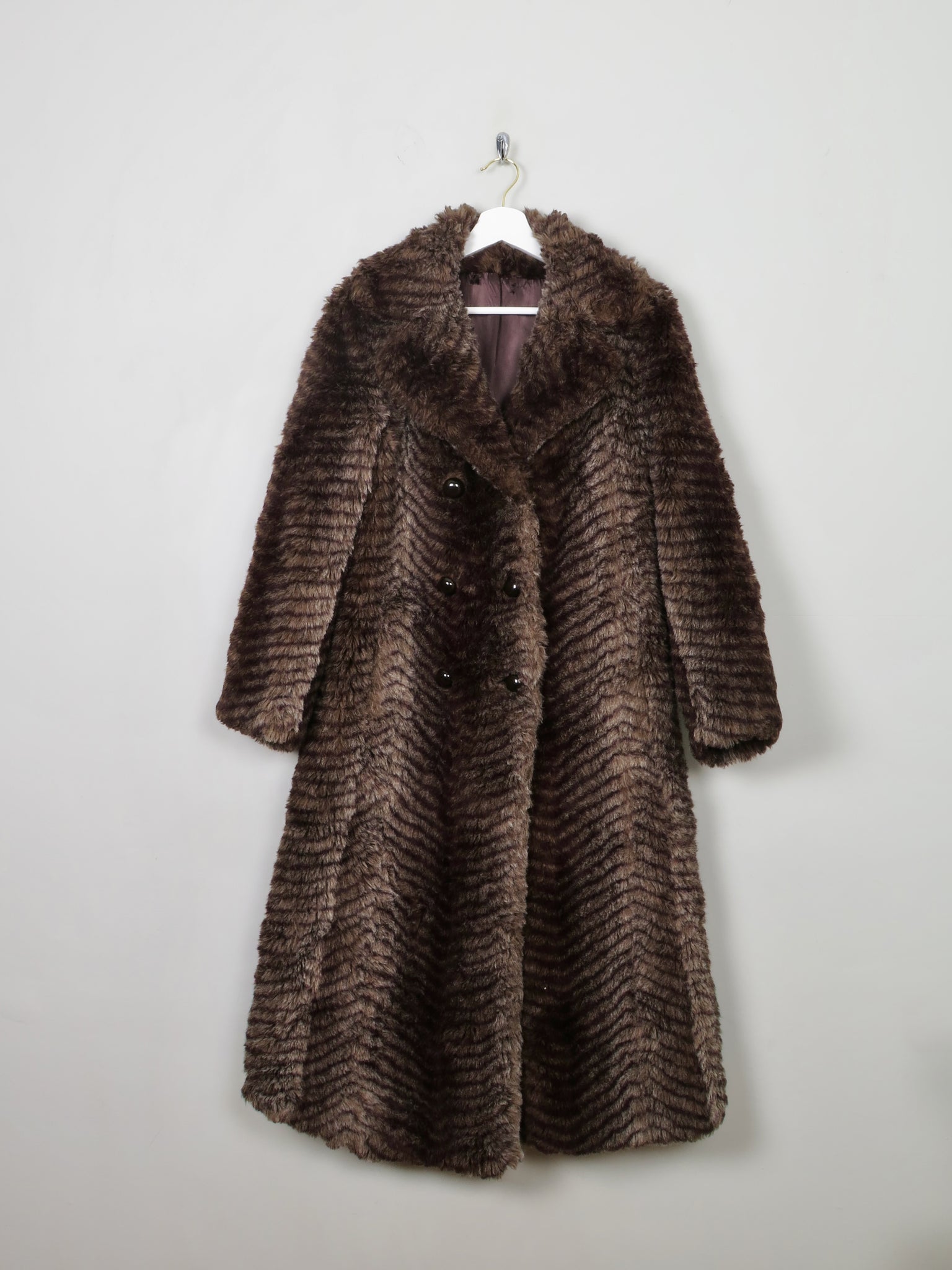 Women's Vintage Brown Faux Fur Coat S - The Harlequin