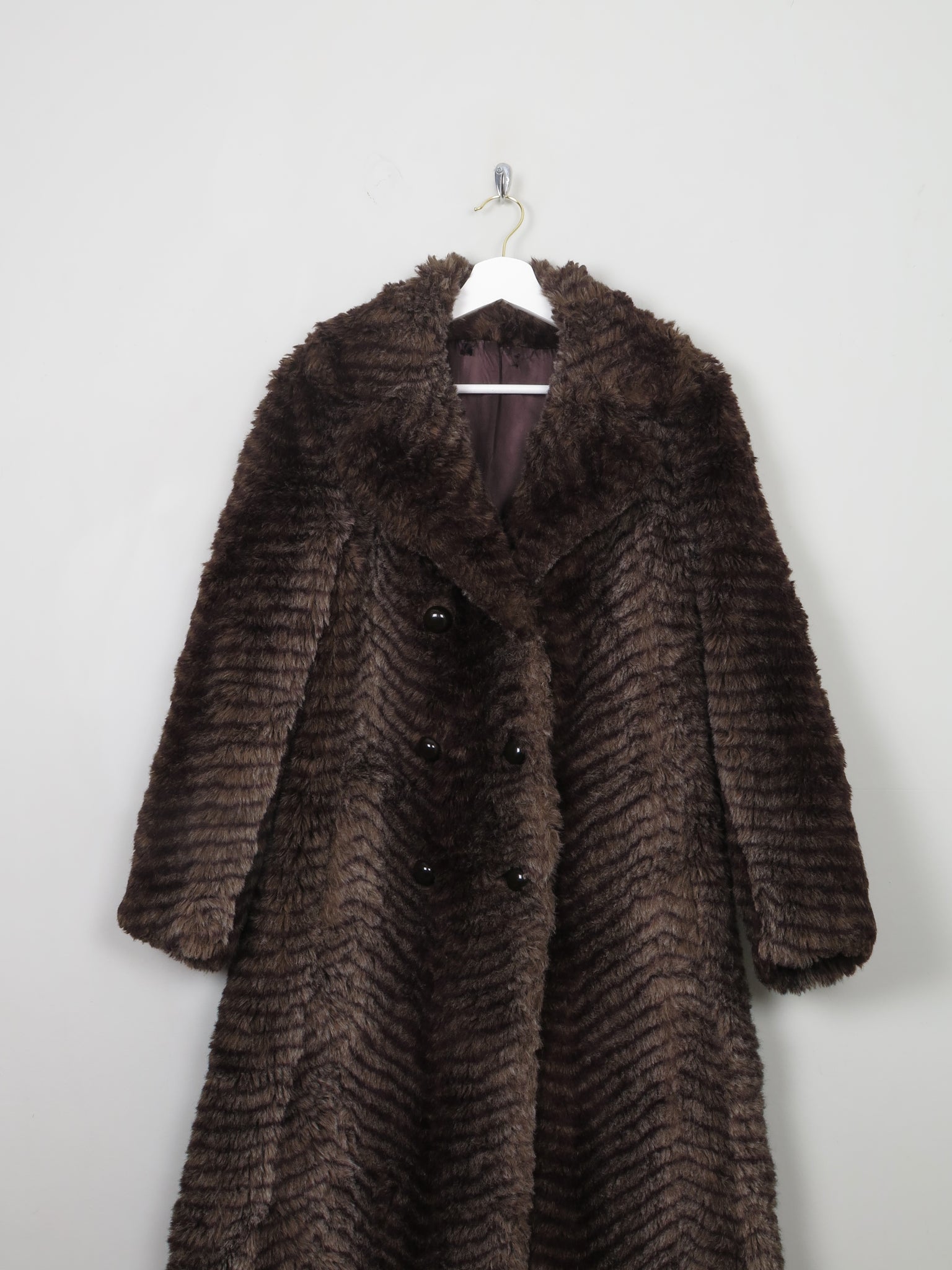 Women's Vintage Brown Faux Fur Coat S - The Harlequin