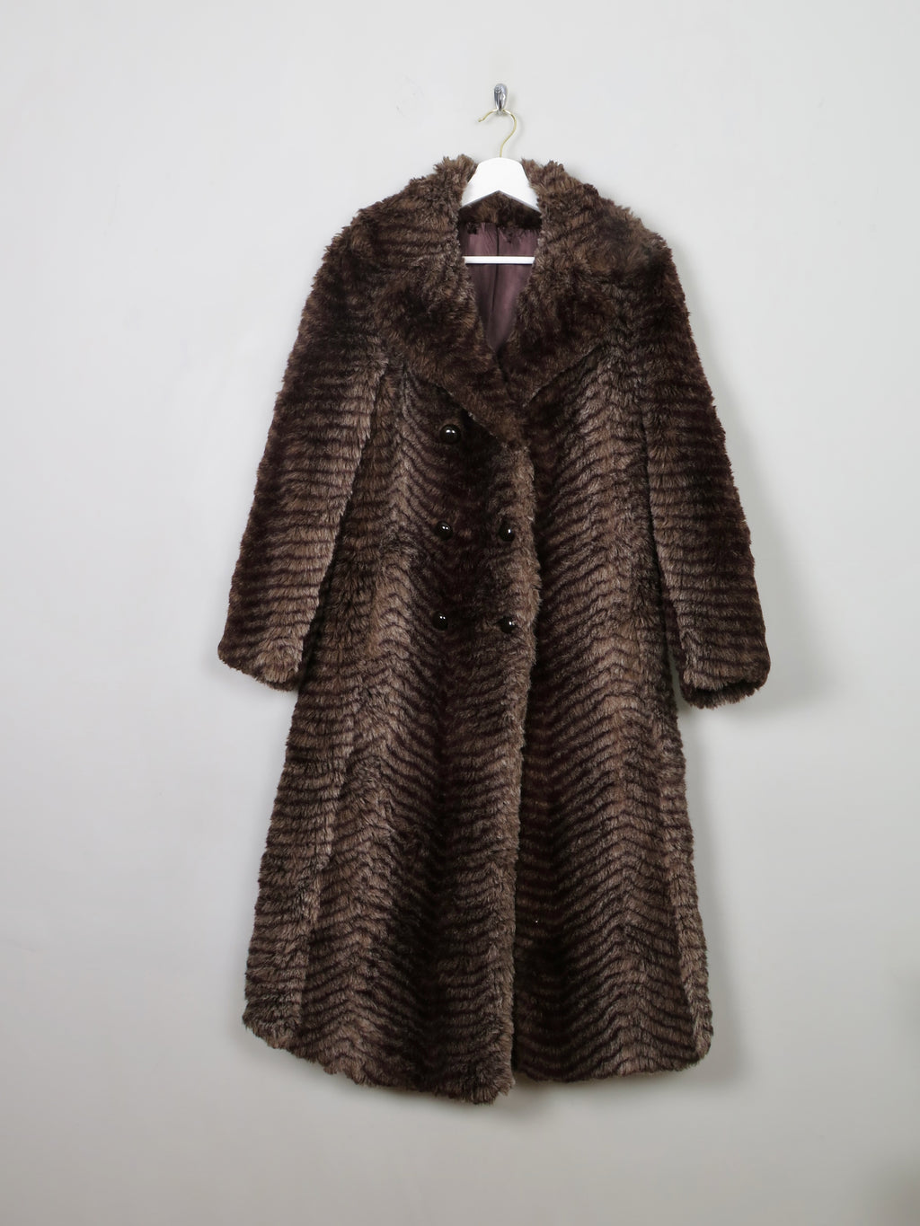 Women's Vintage Brown Faux Fur Coat S - The Harlequin