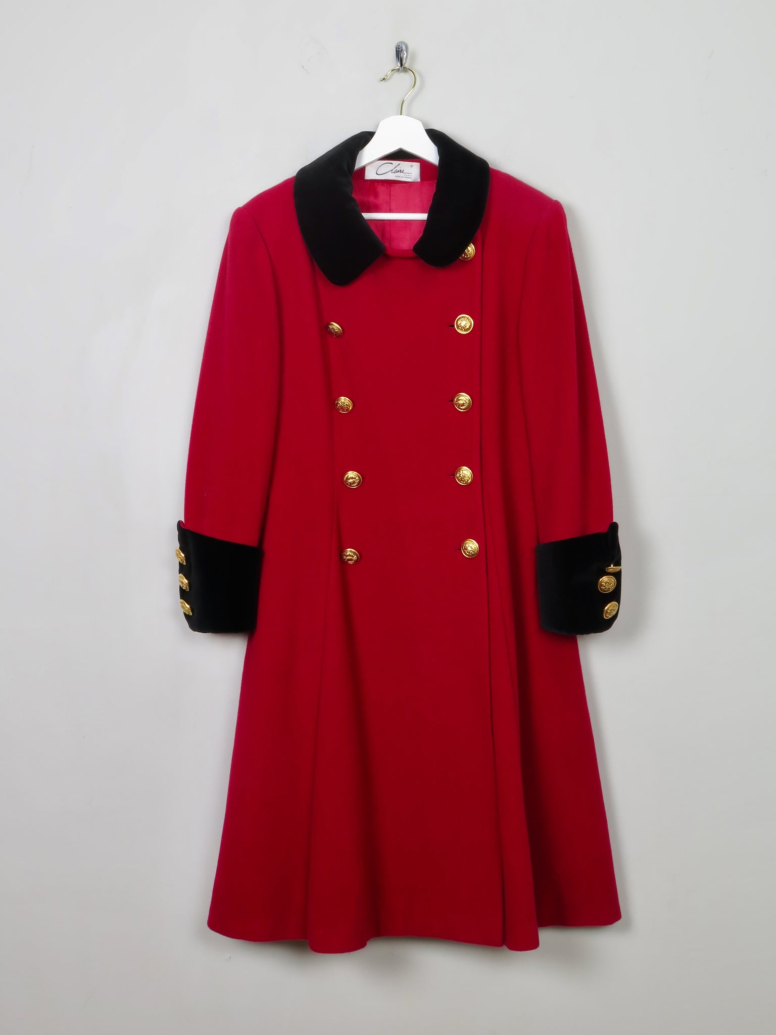 Women's Vintage Red Military Style Coat M - The Harlequin