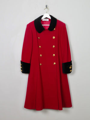 Women's Vintage Red Military Style Coat M - The Harlequin