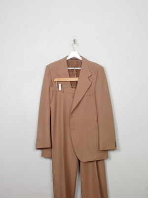 Men's Vintage 1970s  Camel Coloured Suit 40" - The Harlequin