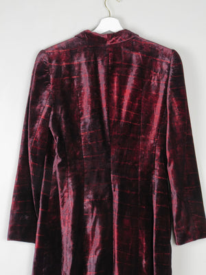 Women's Wine Vintage Long Velvet Jacket/Short Coat 10 By Rena Lange