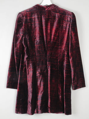 Women's Wine Vintage Long Velvet Jacket/Short Coat 10 By Rena Lange