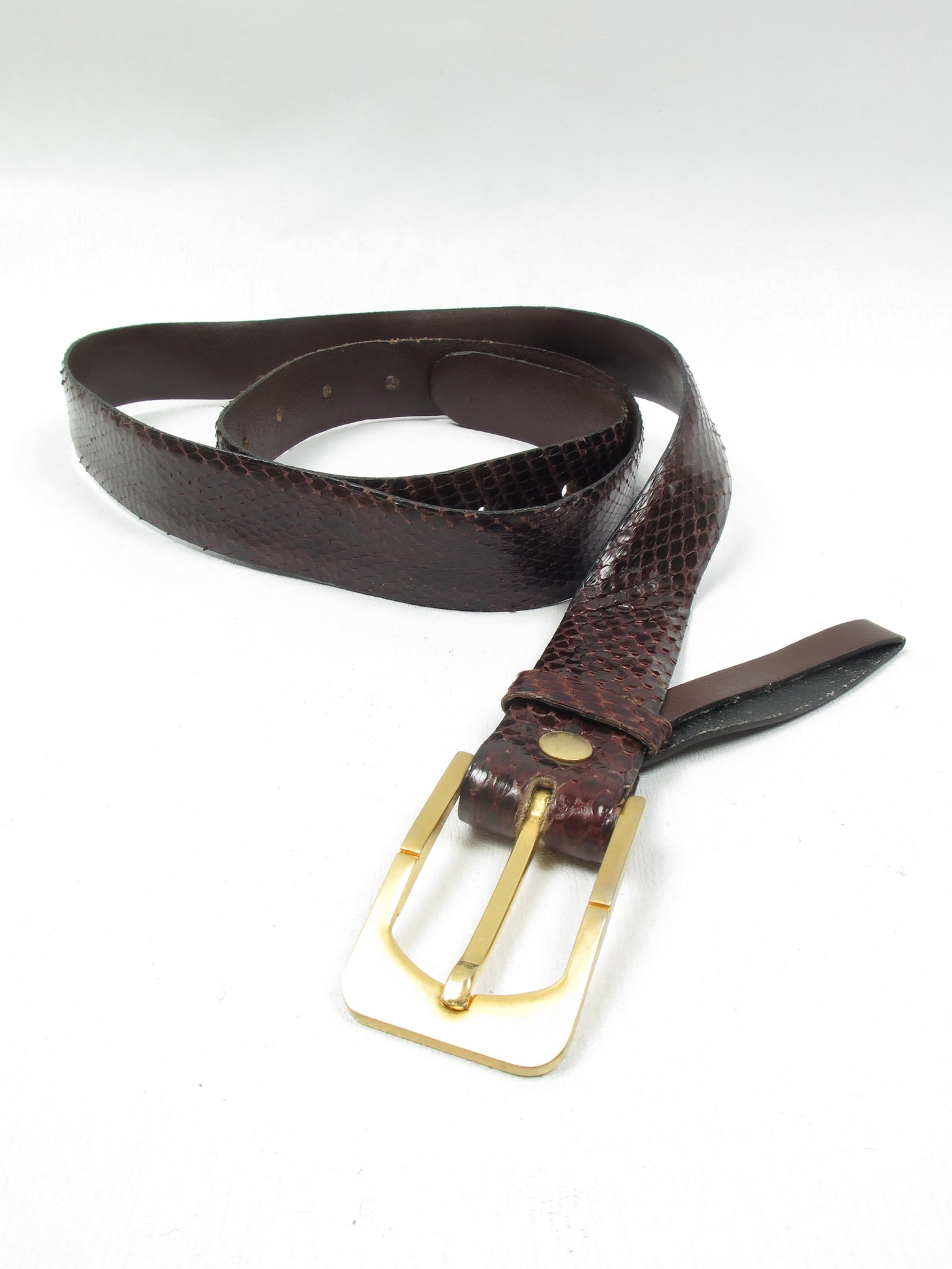 Vintage Brown Snake Skin Belt M/L - The Harlequin