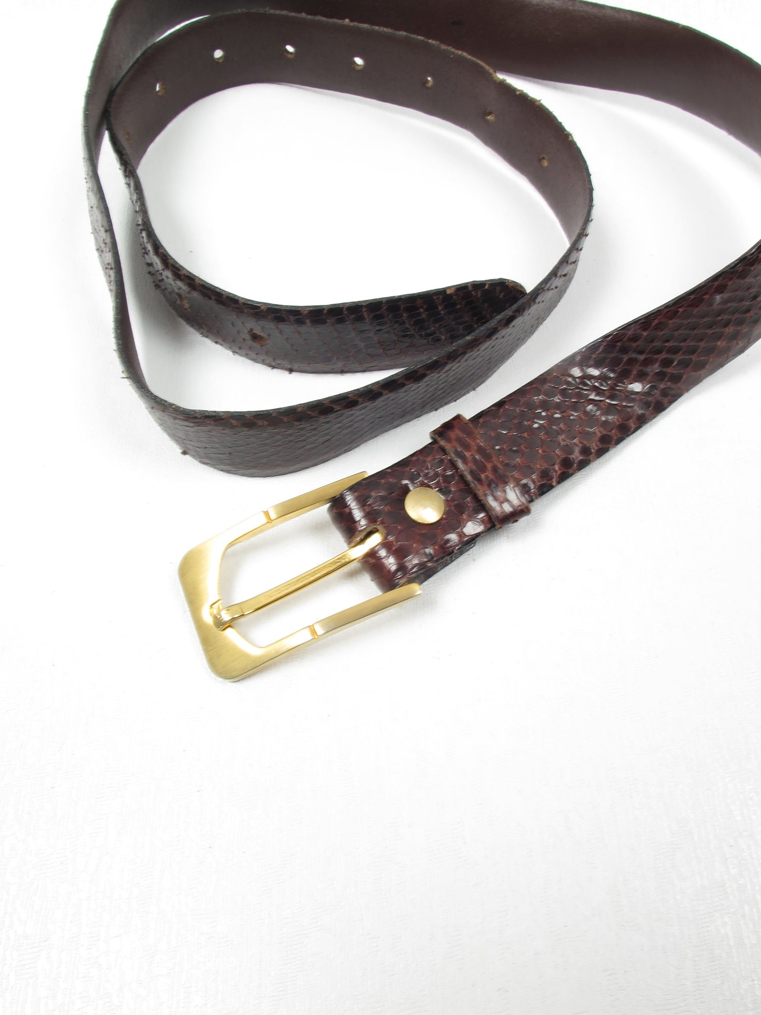 Vintage Brown Snake Skin Belt M/L - The Harlequin