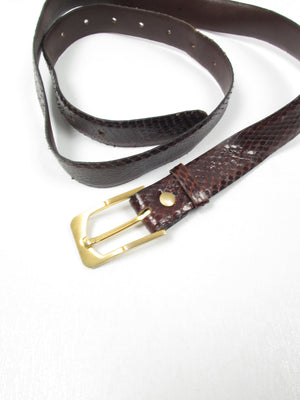 Vintage Brown Snake Skin Belt M/L - The Harlequin