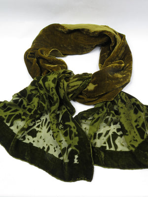 Women's Green Devore Velvet Scarf - The Harlequin