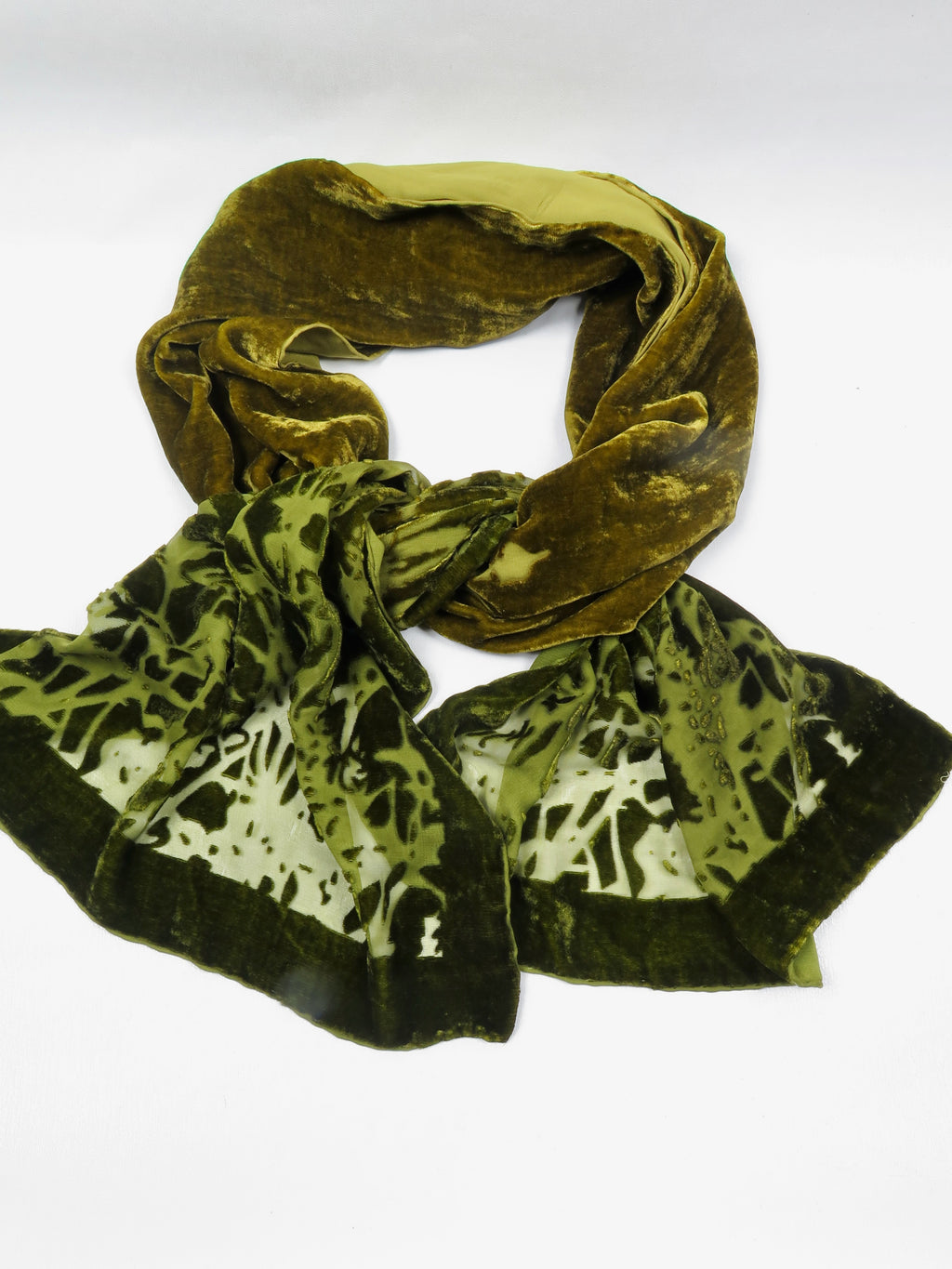 Women's Green Devore Velvet Scarf - The Harlequin