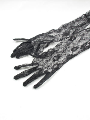 Vintage Black Lace Gloves S/M - The Harlequin