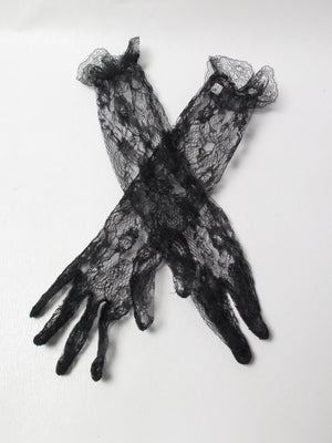 Vintage Black Lace Gloves S/M - The Harlequin