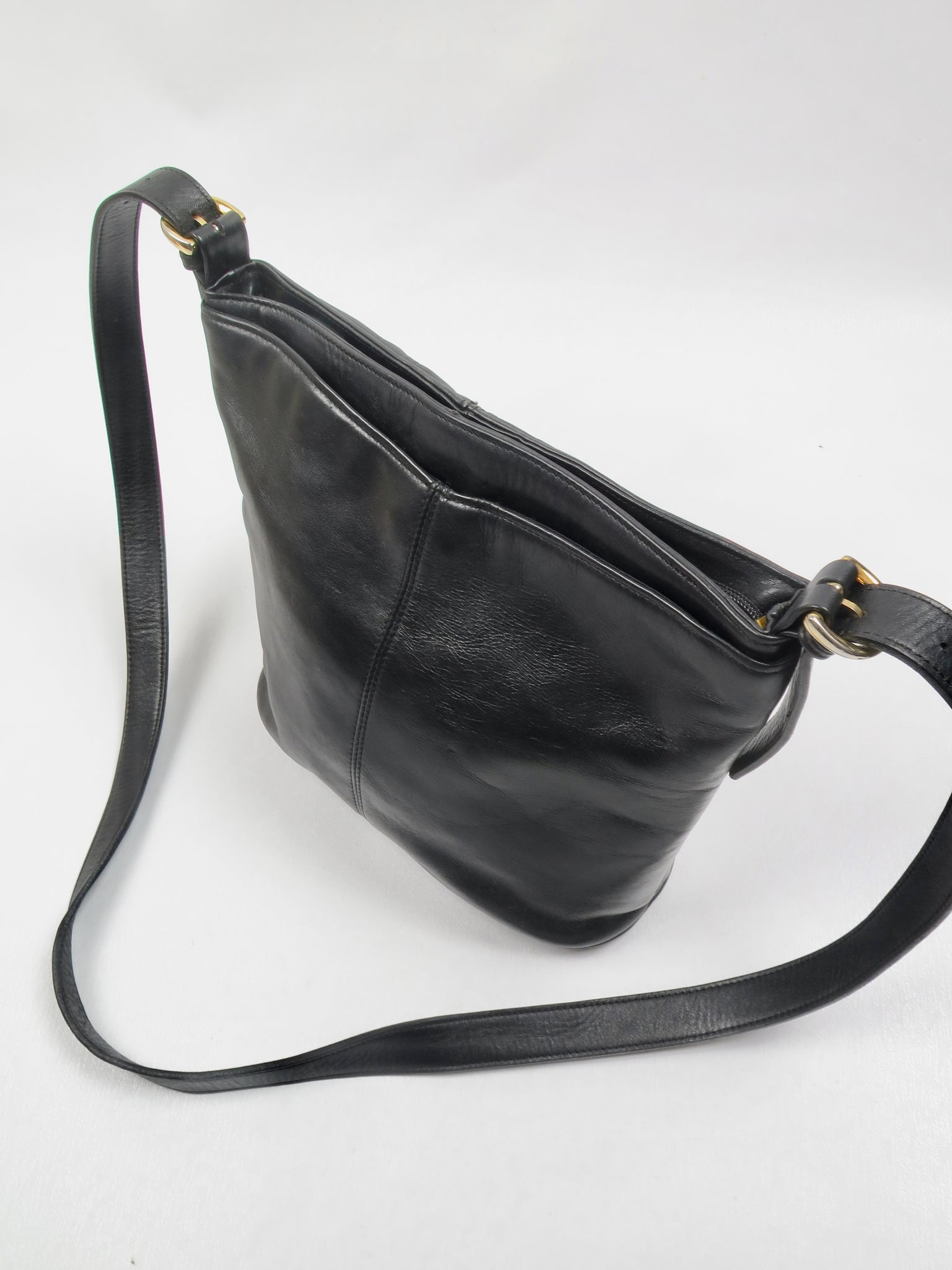 Vintage Black Leather Saddle Bag