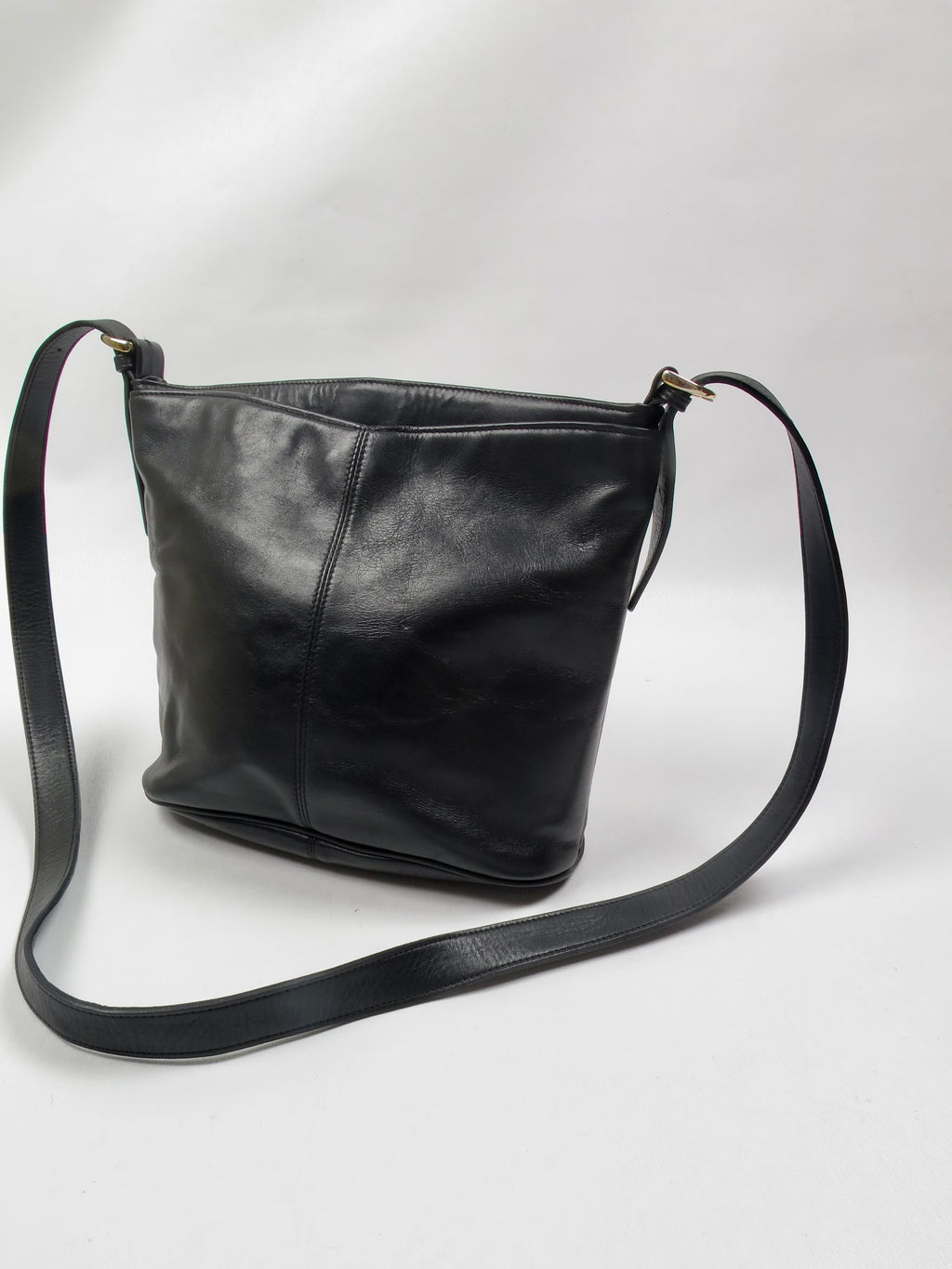 Vintage Black Leather Saddle Bag