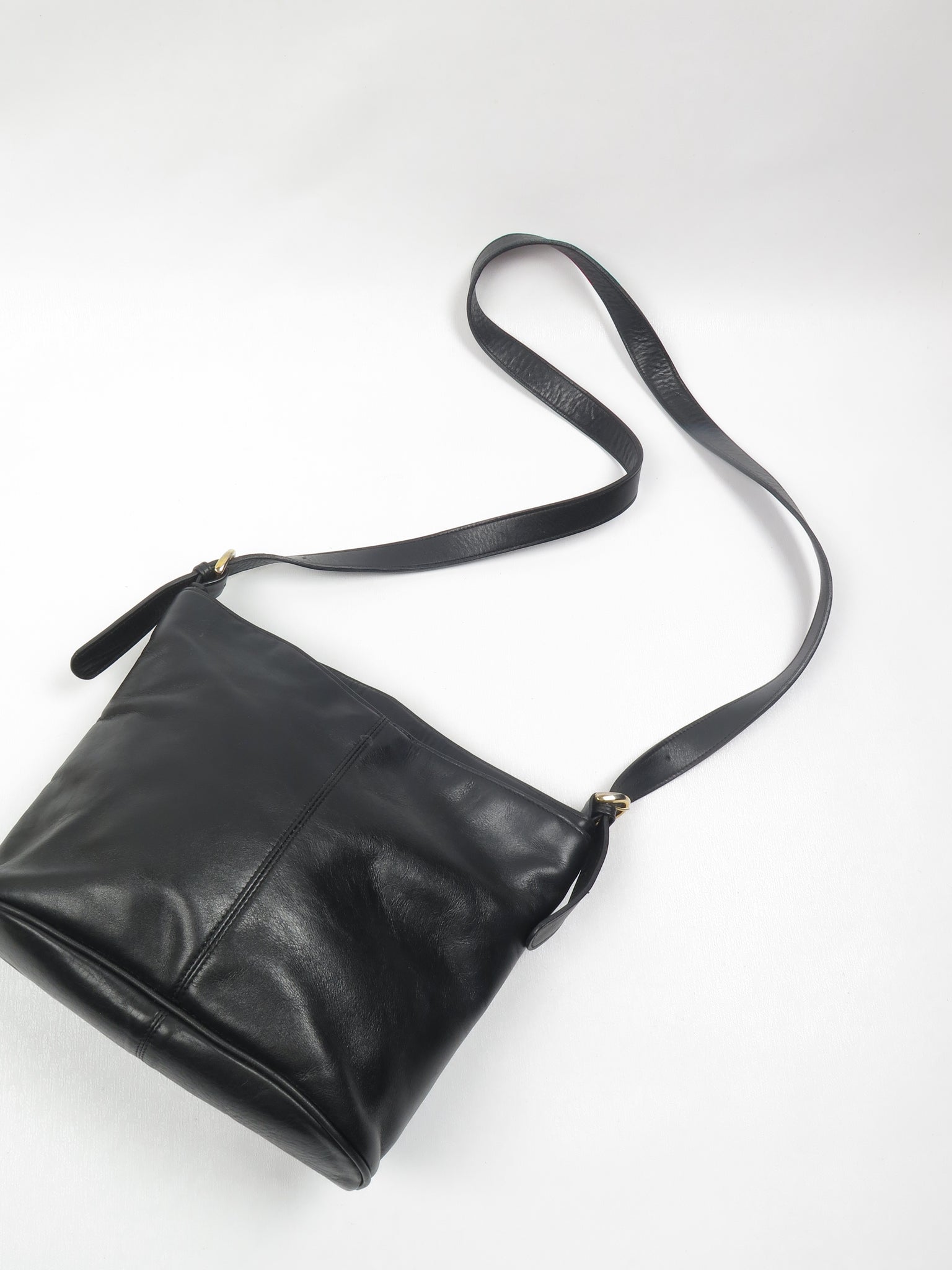 Vintage Black Leather Saddle Bag