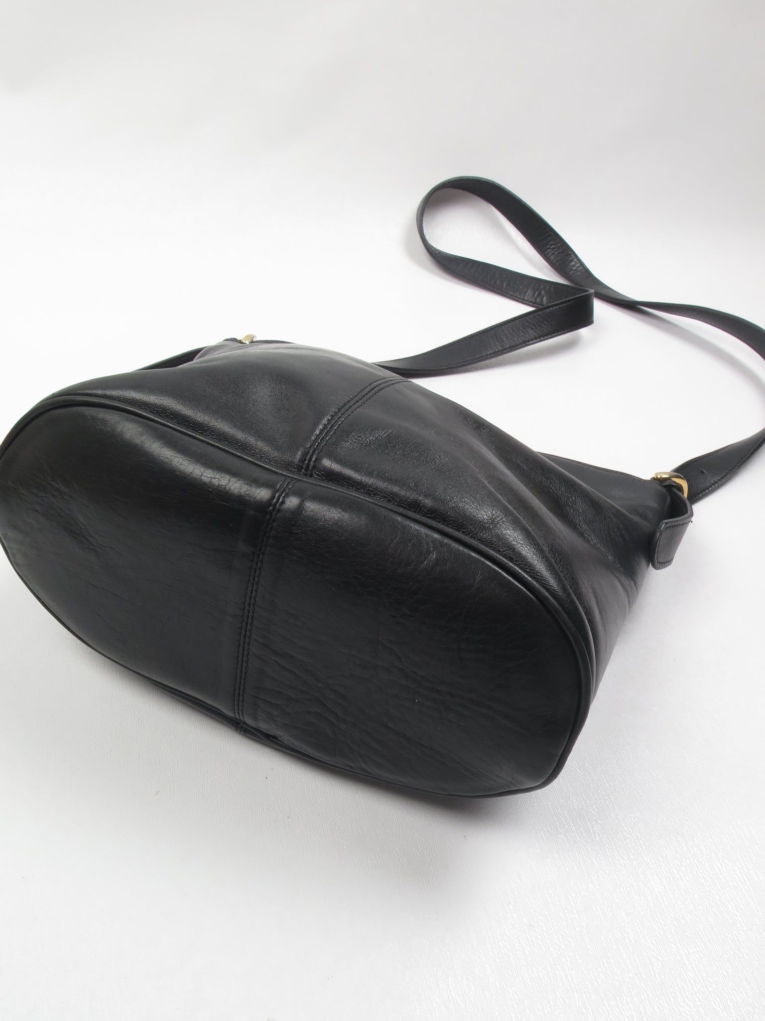 Vintage Black Leather Saddle Bag