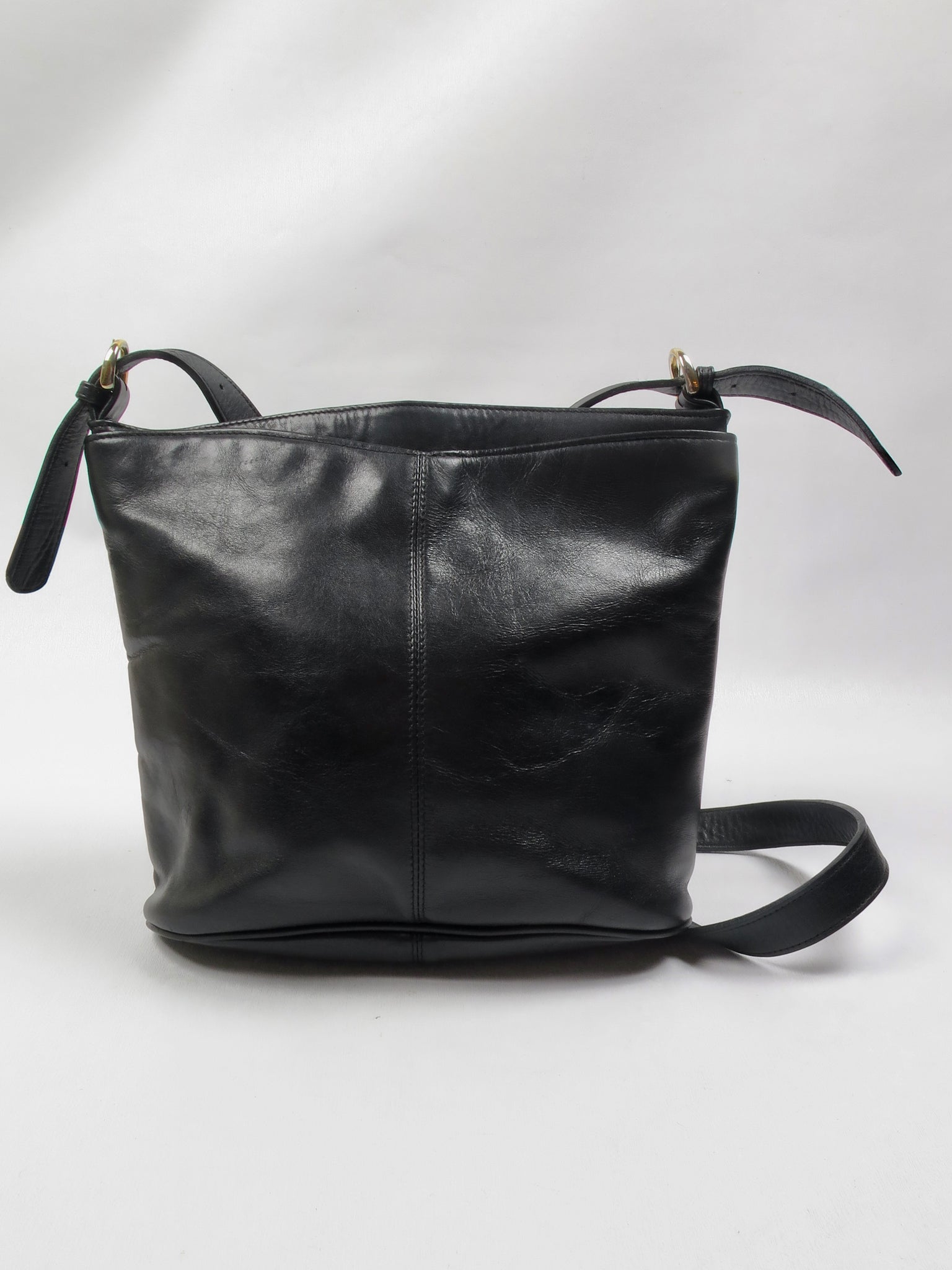 Vintage Black Leather Saddle Bag